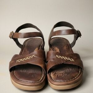 Y2K Børn Handcrafted Leather Platform Comfort Sandals Brown Size 9 Boho Gorpcore